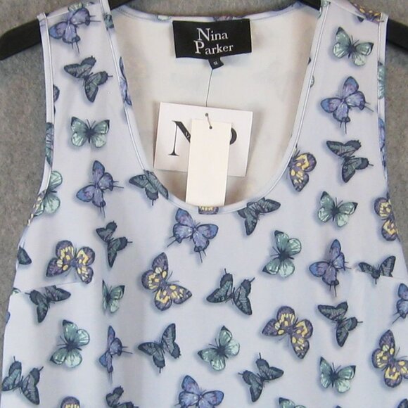 Nina Parker Sleeveless Crop Top Tank Butterfly Print 1X NWT - Picture 2 of 5